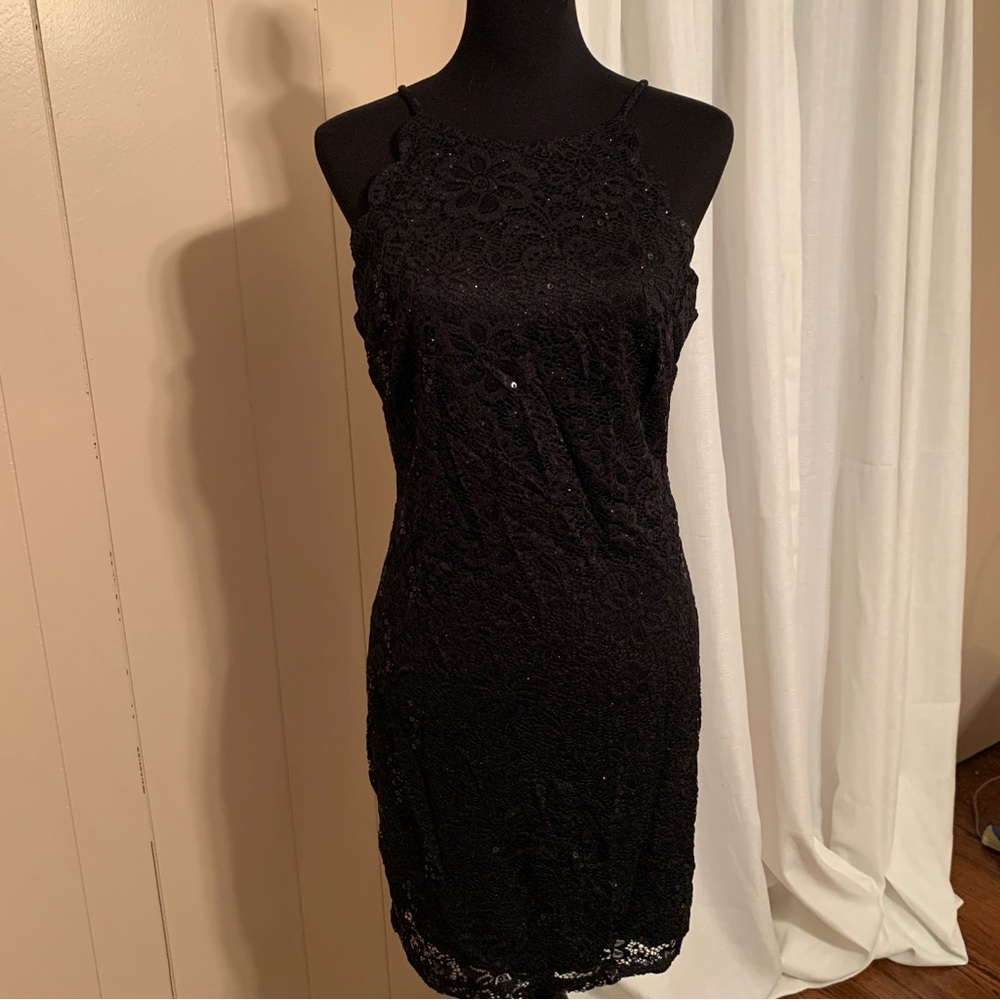 A. Byer Black Lace Mini Dress